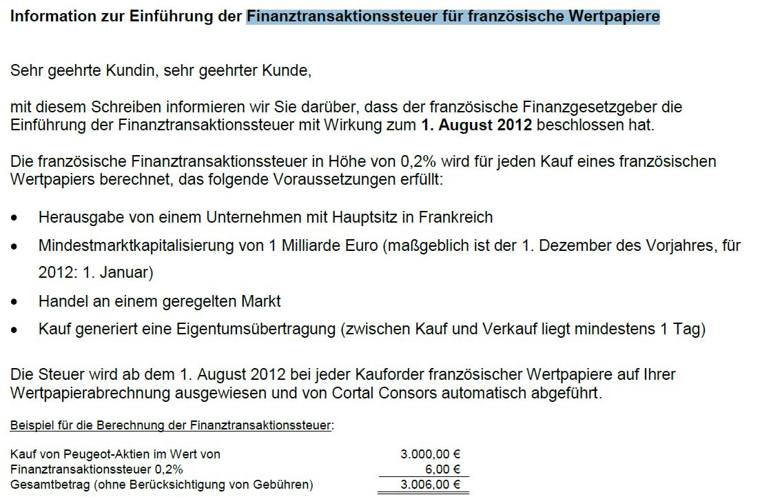 Finanztransaktionssteuer Fur Franzosische Wertpapiere Steuern Recht Und Unternehmensgrundung Wertpapier Forum